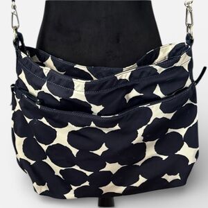 Kate Spade Hobo Navy ivory geo spots bag Shoulder strap Carry on Diaper Bag